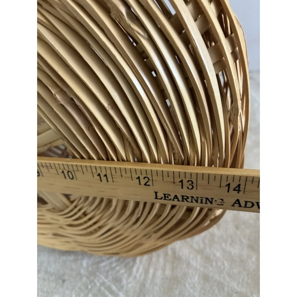 Vintage Bamboo Wicker Basket Rustic Storage Farmhouse Boho Cottage Large‎ 18x14